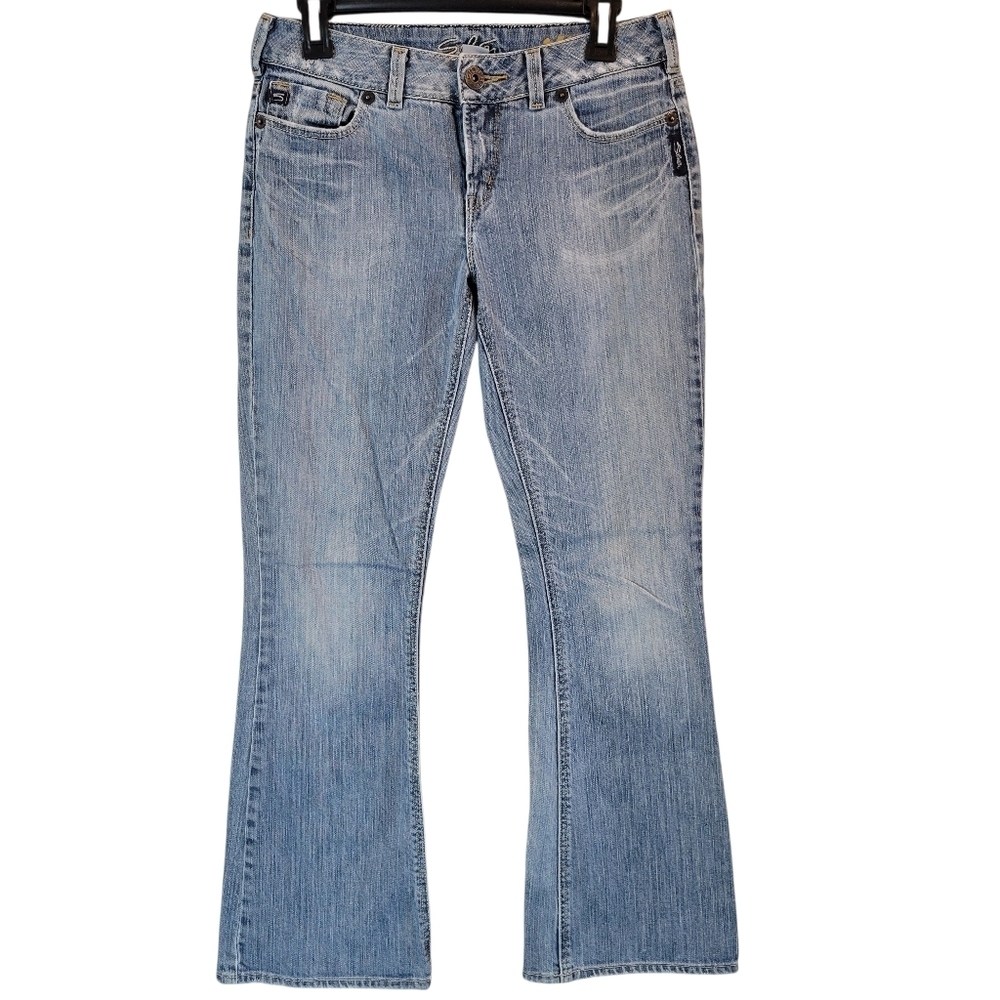 Y2K Silver Mitsu Low Rise Flare Medium Wash Denim Jeans Pants